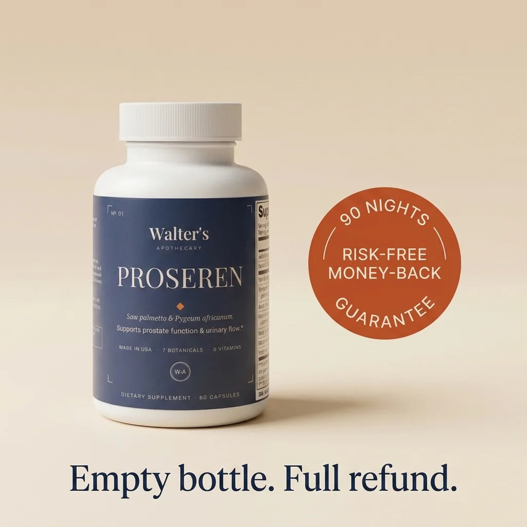 Walter's Proseren bottle with 90-night risk-free money-back guarantee seal