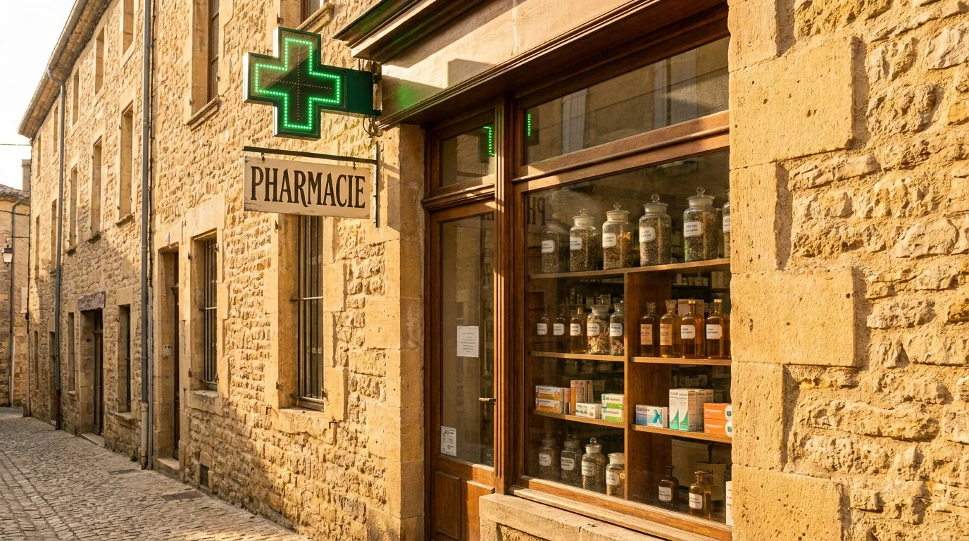 A French pharmacy — saw palmetto extract has been a prescription medication here since 1984