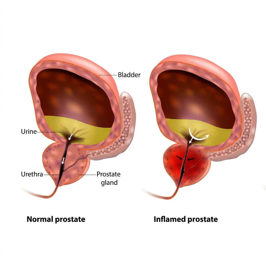 Normal vs inflamed prostate — what the right botanical extract actually addresses